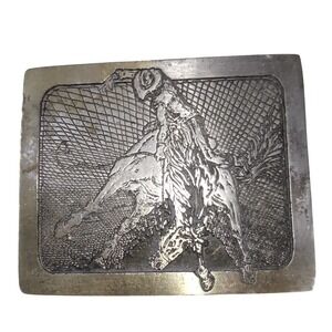 Vintage 70s Barry Snook Western Rodeo Cowboy Bucking Horse Belt Buckle
